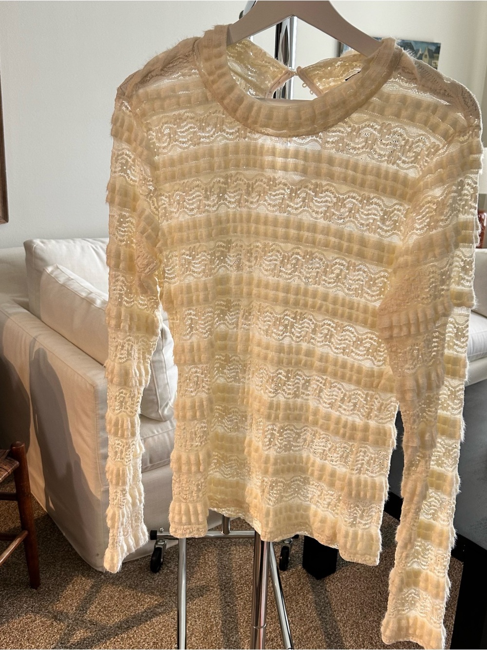 Y2K lace and mohair top